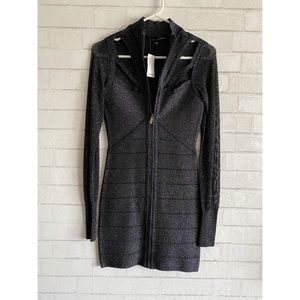 Bebe Addiction Shimmer Black Bodycon Dress
